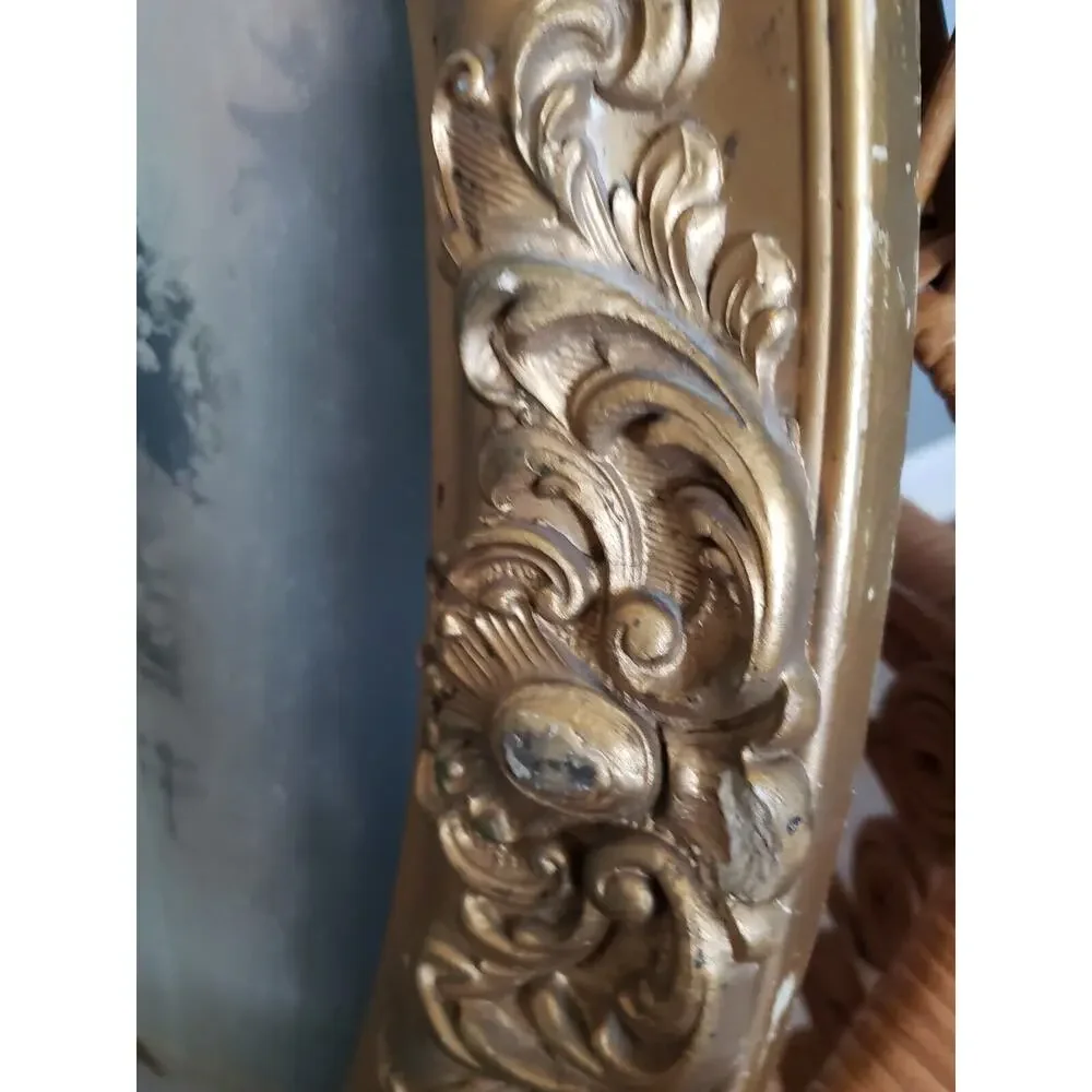 Antique Wedding Portrait Gilded Bubble Glass Frame Art Deco Gothic Victorian Art